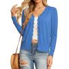 imageGRECERELLE Womens Long Sleeve VNeck Button Down Cardigan Knit Shrugs SweaterSky Blue