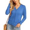 imageGRECERELLE Womens Long Sleeve VNeck Button Down Cardigan Knit Shrugs SweaterSky Blue