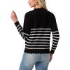 imageGRECERELLE Womens Long Sleeve VNeck Button Down Cardigan Knit Shrugs SweaterStriped Black White