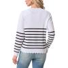 imageGRECERELLE Womens Long Sleeve VNeck Button Down Cardigan Knit Shrugs SweaterStriped White Black