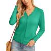 imageGRECERELLE Womens Long Sleeve VNeck Button Down Cardigan Knit Shrugs SweaterTurquoise Green