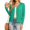 imageGRECERELLE Womens Long Sleeve VNeck Button Down Cardigan Knit Shrugs SweaterTurquoise Green