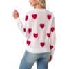 imageGRECERELLE Womens Long Sleeve VNeck Button Down Cardigan Knit Shrugs SweaterWhite Heart