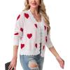 imageGRECERELLE Womens Long Sleeve VNeck Button Down Cardigan Knit Shrugs SweaterWhite Heart