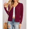 imageGRECERELLE Womens Long Sleeve VNeck Button Down Cardigan Knit Shrugs SweaterWine Red
