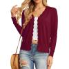 imageGRECERELLE Womens Long Sleeve VNeck Button Down Cardigan Knit Shrugs SweaterWine Red
