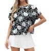imageGRECERELLE Womens Open Back Workout Tops Backless Athletic Shirts Casual Crop Running Tee Y2k YogaBlack White Lily