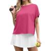 imageGRECERELLE Womens Open Back Workout Tops Backless Athletic Shirts Casual Crop Running Tee Y2k YogaHot Pink