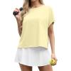 imageGRECERELLE Womens Open Back Workout Tops Backless Athletic Shirts Casual Crop Running Tee Y2k YogaLight Yellow
