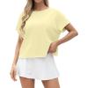 imageGRECERELLE Womens Open Back Workout Tops Backless Athletic Shirts Casual Crop Running Tee Y2k YogaLight Yellow