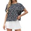 imageGRECERELLE Womens Open Back Workout Tops Backless Athletic Shirts Casual Crop Running Tee Y2k YogaNavy White Flower