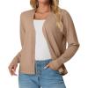 imageGRECERELLE 2025 Womens Lightweight Open Front Long Sleeve Casual Button Down VNeck Cardigan Sweater S2XLCamel