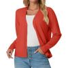 imageGRECERELLE 2025 Womens Lightweight Open Front Long Sleeve Casual Button Down VNeck Cardigan Sweater S2XLCoral Red