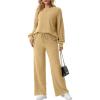 imageGRECERELLE Womens 2 Piece Outfits Winter 2025 Oversized Chunky Knit Sweater Top And Wide Leg Pants Lounge Set SweatsuitKhaki