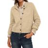 imageGRECERELLE Womens Cardigan Sweater Open Front Long Sleeve Crew Neck Button Down Knit Casual Jacket S2XLApricot