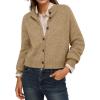 imageGRECERELLE Womens Cardigan Sweater Open Front Long Sleeve Crew Neck Button Down Knit Casual Jacket S2XLKhaki