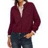 imageGRECERELLE Womens Cardigan Sweater Open Front Long Sleeve Crew Neck Button Down Knit Casual Jacket S2XLWine Red