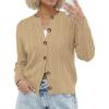 imageGRECERELLE Womens Long Sleeve Cable Knit Button Down Crew Neck Casual Cardigan Sweater S2XLKhaki