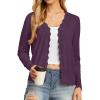 imageGRECERELLE Womens Long Sleeve VNeck Button Down Cardigan Knit Shrugs SweaterDark Purple Gray