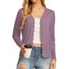 imageGRECERELLE Womens Long Sleeve VNeck Button Down Cardigan Knit Shrugs SweaterPurple Gray