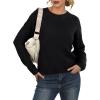 imageGRECERELLE Womens Pullover Sweater Chunky Crew Neck Long Sleeve Losse Casual Knit Tops Blouse S2XLBlack