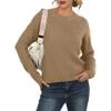 imageGRECERELLE Womens Pullover Sweater Chunky Crew Neck Long Sleeve Losse Casual Knit Tops Blouse S2XLKhaki