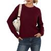 imageGRECERELLE Womens Pullover Sweater Chunky Crew Neck Long Sleeve Losse Casual Knit Tops Blouse S2XLWine Red