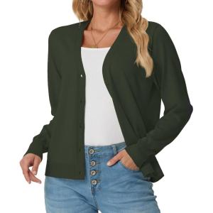 imageGRECERELLE 2025 Womens Lightweight Open Front Long Sleeve Casual Button Down VNeck Cardigan Sweater S2XLArmy Green