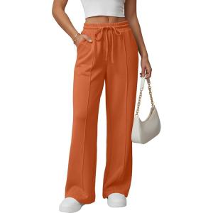 imageGRECERELLE Sweatpants Women Wide Leg High Waisted Baggy Pants Drawstring Workout Active Joggers Lounge PantsOrange