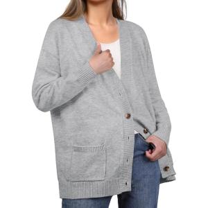 imageGRECERELLE Womens 2025 Fall Cardigan Sweaters Oversized Open Front Button Knit Outwear Coats with PocketsLight Gray