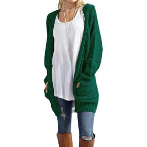 imageGRECERELLE Womens Loose Open Front Long Sleeve Chunky Knit Cable Cardigans Sweater with Pockets16 Blackish Green