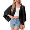 imageGRECERELLE Womens Summer Lightweight Cardigan Open Front Casual Loose Cropped Kimono Cover UpsBlack