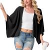 imageGRECERELLE Womens Summer Lightweight Cardigan Open Front Casual Loose Cropped Kimono Cover UpsBlack