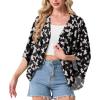 imageGRECERELLE Womens Summer Lightweight Cardigan Open Front Casual Loose Cropped Kimono Cover UpsBlack Butterfly