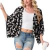 imageGRECERELLE Womens Summer Lightweight Cardigan Open Front Casual Loose Cropped Kimono Cover UpsBlack Butterfly