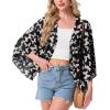 imageGRECERELLE Womens Summer Lightweight Cardigan Open Front Casual Loose Cropped Kimono Cover UpsBlack Butterfly