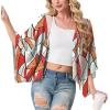 imageGRECERELLE Womens Summer Lightweight Cardigan Open Front Casual Loose Cropped Kimono Cover UpsColorful Geometry