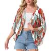 imageGRECERELLE Womens Summer Lightweight Cardigan Open Front Casual Loose Cropped Kimono Cover UpsColorful Geometry