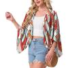 imageGRECERELLE Womens Summer Lightweight Cardigan Open Front Casual Loose Cropped Kimono Cover UpsColorful Geometry