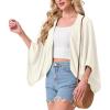 imageGRECERELLE Womens Summer Lightweight Cardigan Open Front Casual Loose Cropped Kimono Cover UpsIvory White