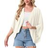 imageGRECERELLE Womens Summer Lightweight Cardigan Open Front Casual Loose Cropped Kimono Cover UpsIvory White