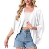 imageGRECERELLE Womens Summer Lightweight Cardigan Open Front Casual Loose Cropped Kimono Cover UpsWhite