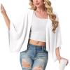 imageGRECERELLE Womens Summer Lightweight Cardigan Open Front Casual Loose Cropped Kimono Cover UpsWhite