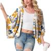 imageGRECERELLE Womens Summer Lightweight Cardigan Open Front Casual Loose Cropped Kimono Cover UpsWhite Ink Daffodil