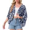imageGRECERELLE Womens Summer Lightweight Cardigan Open Front Casual Loose Cropped Kimono Cover UpsWhite Palm Leaf