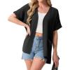 imageGRECERELLE Womens Summer Short Sleeve Lightweight Cardigan Open Front Casual Cover Up with Pockets for Office BeachAblack