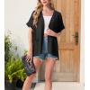 imageGRECERELLE Womens Summer Short Sleeve Lightweight Cardigan Open Front Casual Cover Up with Pockets for Office BeachAblack