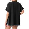imageGRECERELLE Womens Summer Short Sleeve Lightweight Cardigan Open Front Casual Cover Up with Pockets for Office BeachAblack