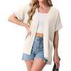 imageGRECERELLE Womens Summer Short Sleeve Lightweight Cardigan Open Front Casual Cover Up with Pockets for Office BeachAivory White