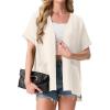 imageGRECERELLE Womens Summer Short Sleeve Lightweight Cardigan Open Front Casual Cover Up with Pockets for Office BeachAivory White
